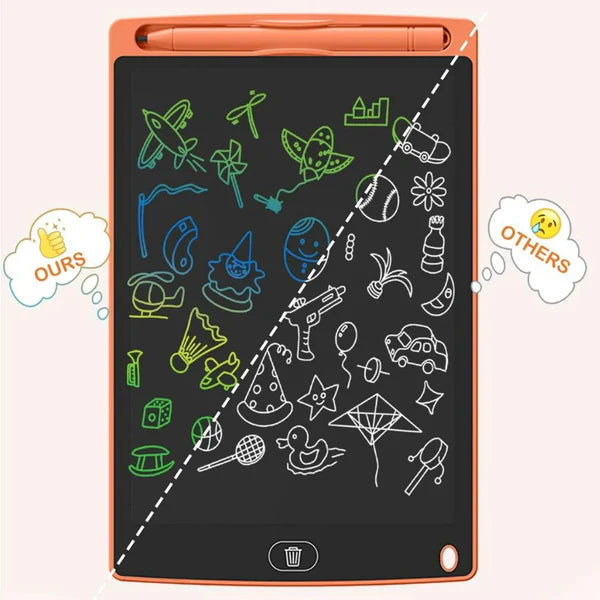 Colorful doodles kids can make on Smartoon Kids Drawing Tablet versus other tablets which are black and white. 