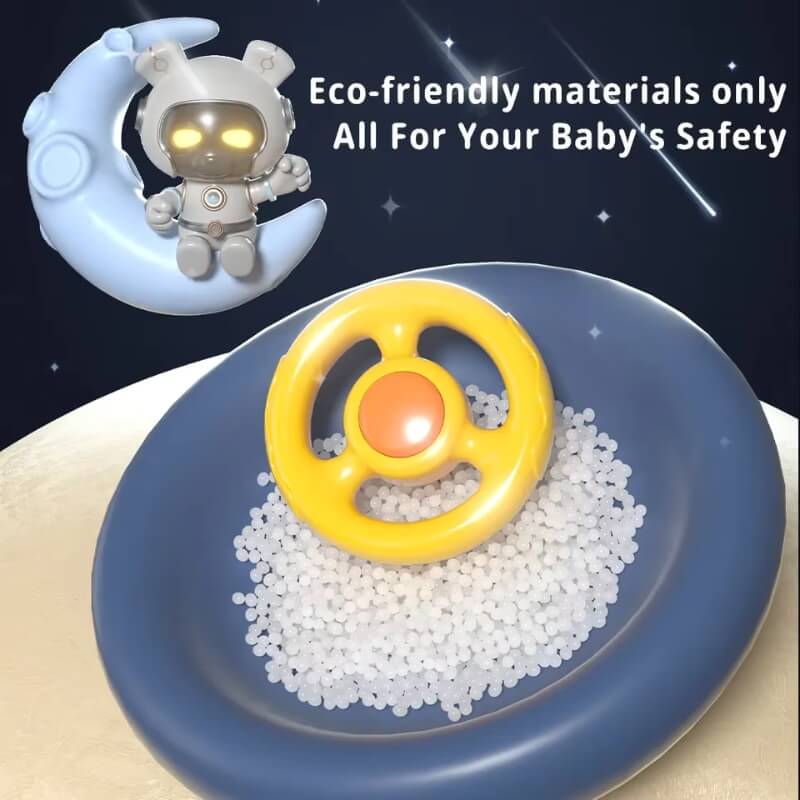 Infographic showcasing safe, eco-friendly materials used for making the Highway Hero toy.