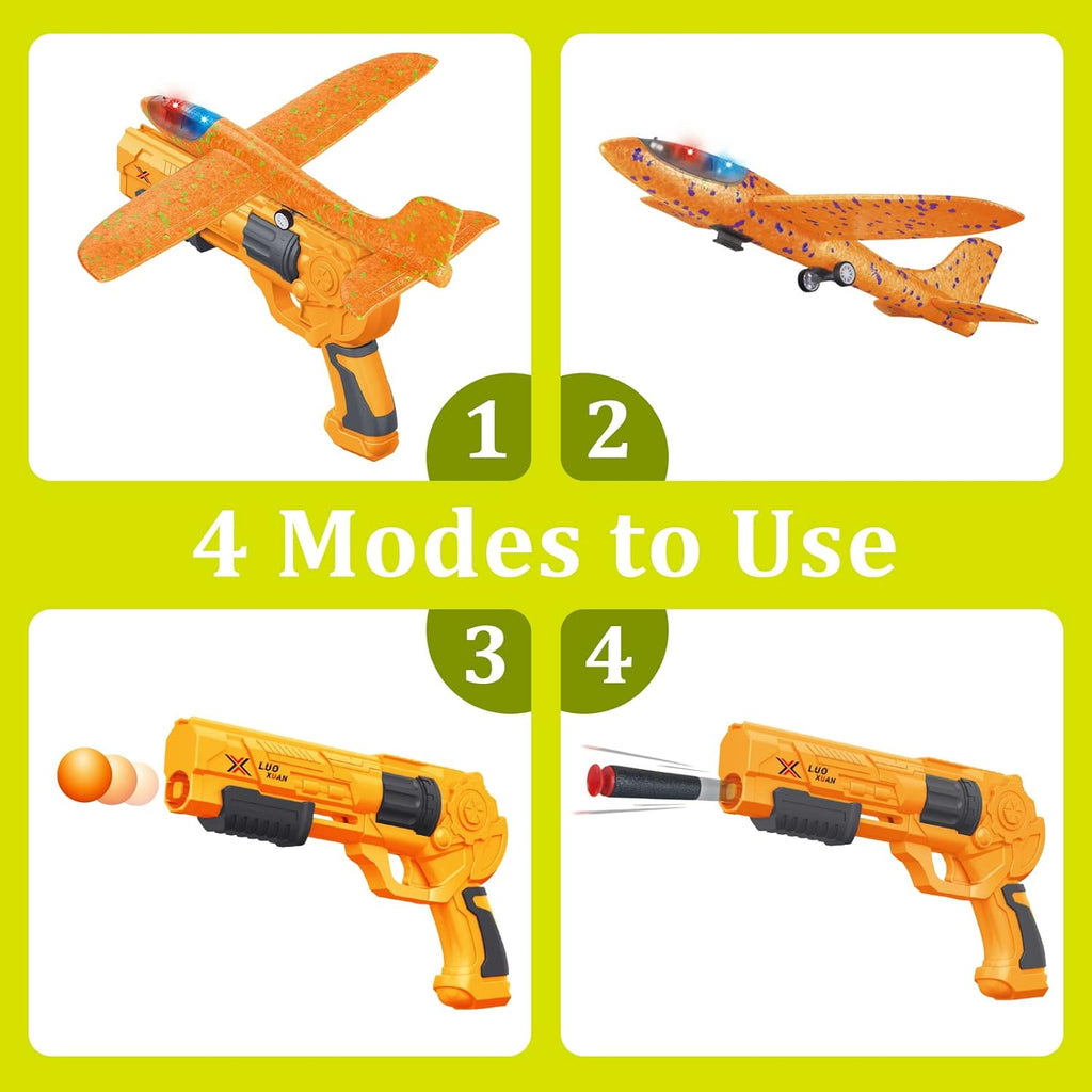 Infographic showcasing different ways to use the Jet Blaster toy.