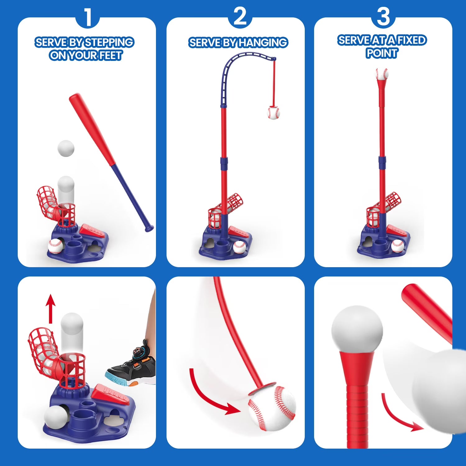 A toy for practicing baseball for kids with a batting trainer set featuring a ball launcher, adjustable stand, and bat for active outdoor play.