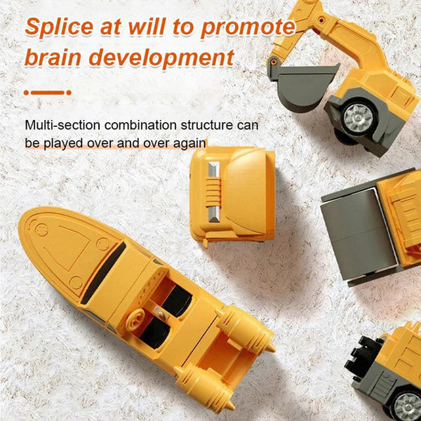 Infographic showcasing parts of the Magnetic RoboCar Set and how assembling them helps children with brain development. 