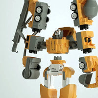 Close up on six toy magnetic pieces merging together to create a RoboCar.