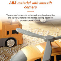 Infographic showcasing smooth corners on the Magnetic RoboCar Set and quality ABS plastic it's made of. 