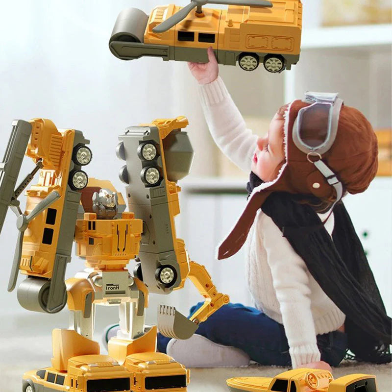 Child playing with the Magnetic RoboCar Set. 