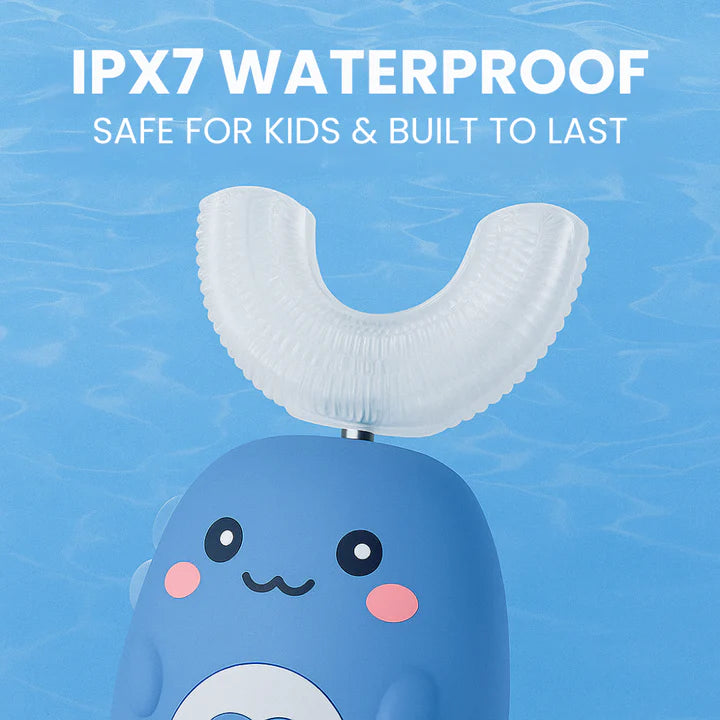 A safe electric toothbrush for children with IPX7 waterproof certificate. 