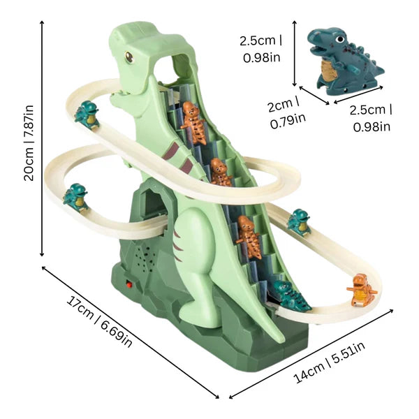 Dimensions of the  T-Tex Slide toy.