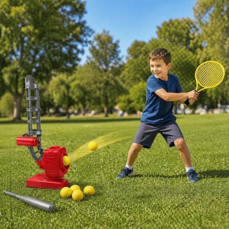 2-in-1 Baseball and Tennis Launcher toy.
