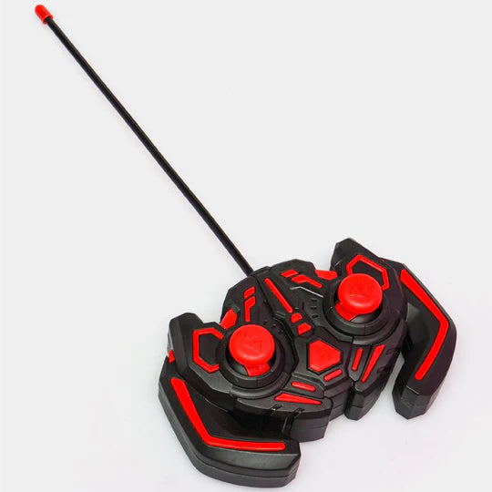 Red and black RC joystick which is used to control the Tumble Tractor toy.