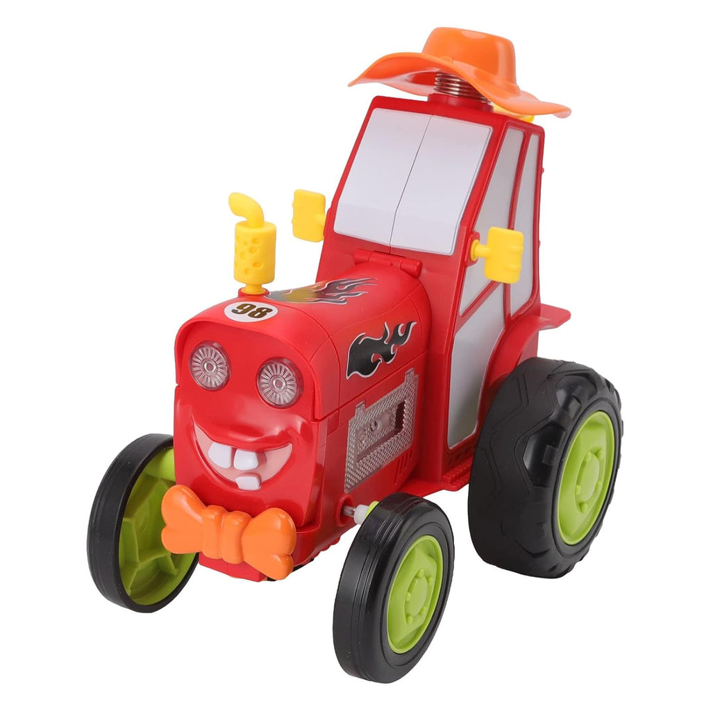 Red Tumble Tractor dancing toy for children.