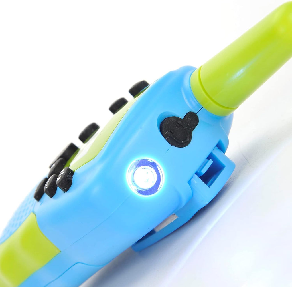 Colorful walkie-talkie set for kids with LED lights.
