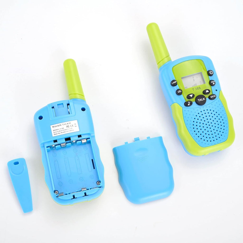 Walkie Talkie for kids with removable back for easier battery insertion. 