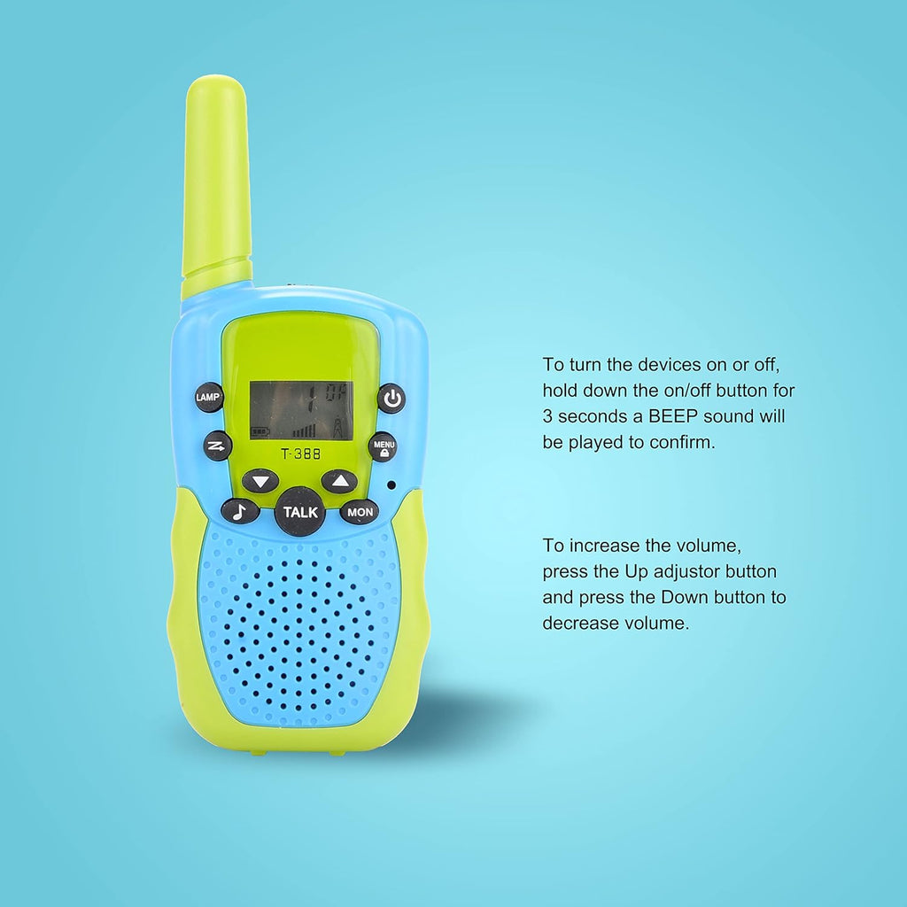 Infographic with text explaining how to use the Walkie Talkie by Smartoon Kids.
